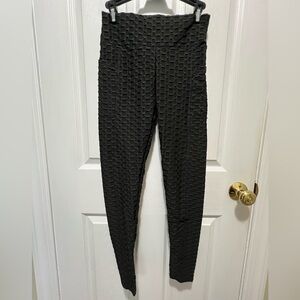 Black Textured Women's Leggings